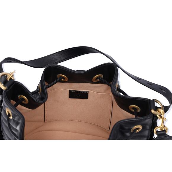 GUCCI GG Marmont Shoulder Bucket Bag 476674 Black Leather - Picture 9 of 9